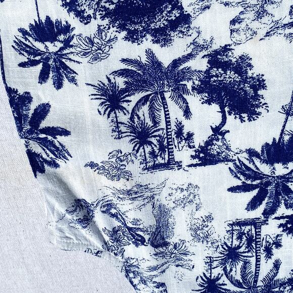 VTG Peck & Peck Linen Blend Overall Dress Toile Print Tropical Midi Sleeveless S - Picture 6 of 7